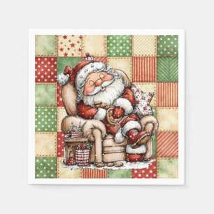 Servilleta De Papel Santa Claus dormitando en Nochebuena