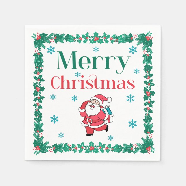 Servilleta De Papel Santa Claus Feliz Navidad (Anverso)