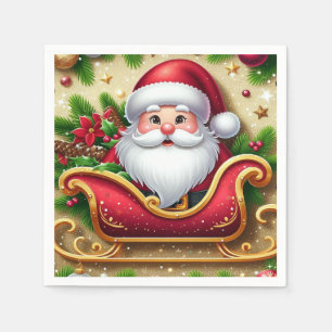Servilleta De Papel Santa Claus festivo en trineo
