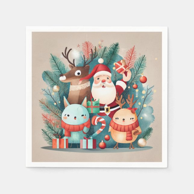 Servilleta De Papel Santa Claus Holiday Napkin (Anverso)