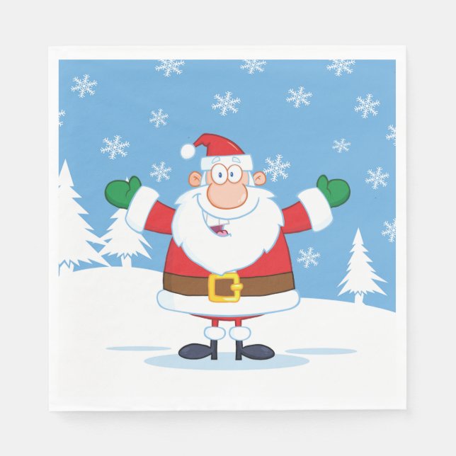 Servilleta De Papel Santa Claus in Snowy Winter Scene (Anverso)
