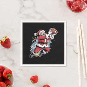 Servilleta De Papel Santa Claus jugando fútbol americano Navidad