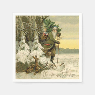 Servilleta De Papel Santa Claus Navidad Victoriano Árbol de Fiesta 