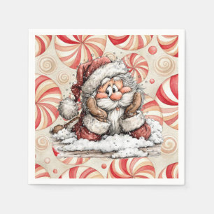 Servilleta De Papel Santa Claus pensando después de caerse