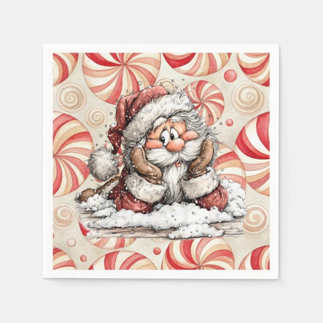 Servilleta De Papel Santa Claus pensando después de caerse (Anverso)