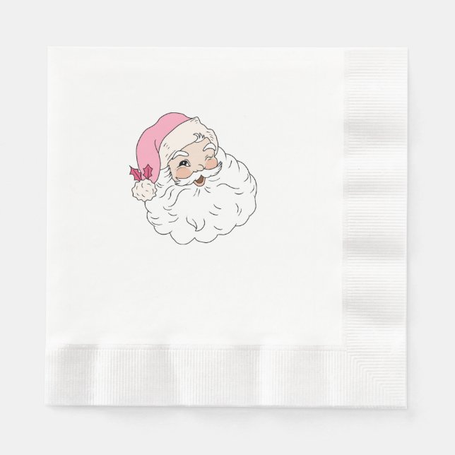 Servilleta De Papel Santa Claus Rosa Retro Vintage (Anverso)