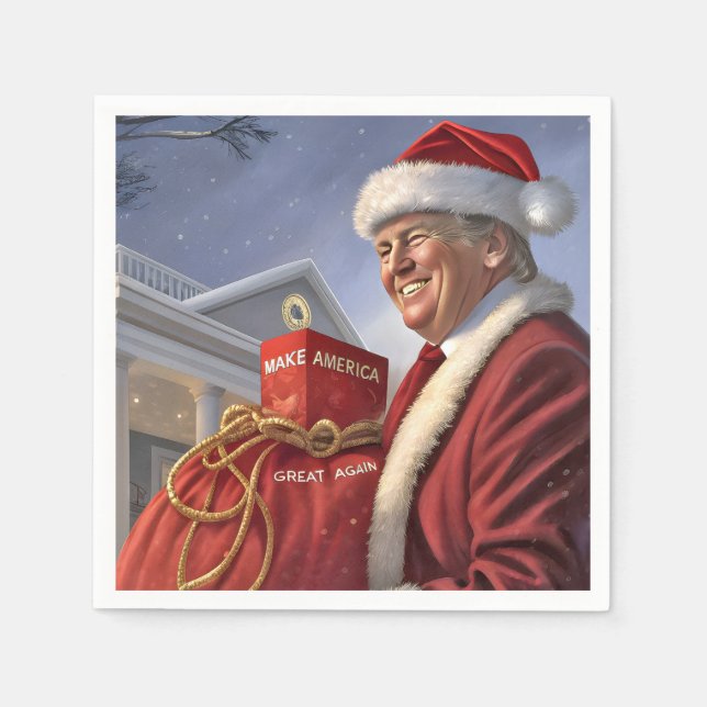 Servilleta De Papel Santa Claus Trump con bolsa de regalo (Anverso)