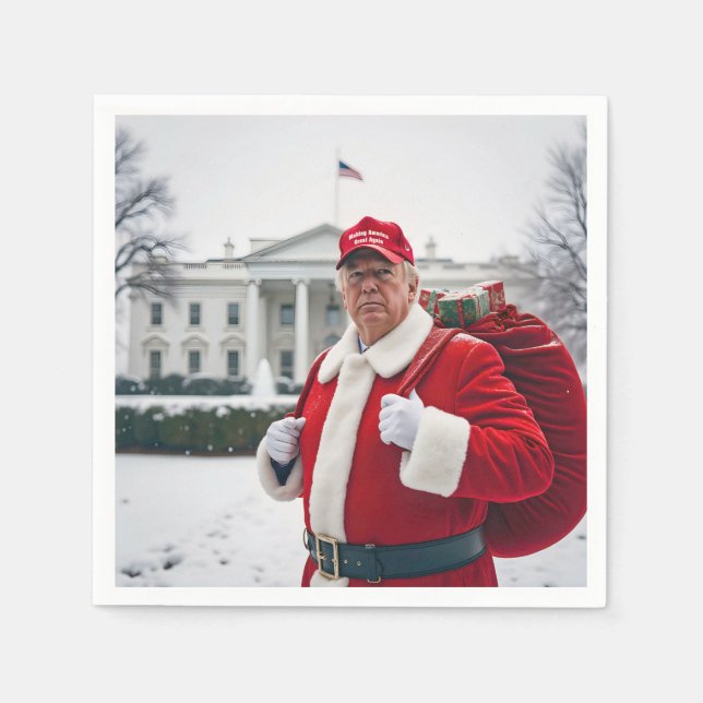 Servilleta De Papel Santa Claus Trump con saco rojo (Anverso)