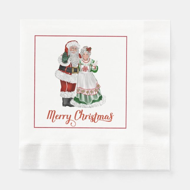 Servilleta De Papel Santa Claus y la Sra. Claus Papel Napkins (Anverso)