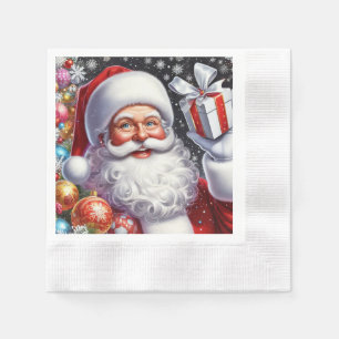 Servilleta De Papel Santa con regalo y adornos