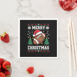 Servilleta De Papel Santa de estilo suéter feo de Navidad Fútbol Ameri