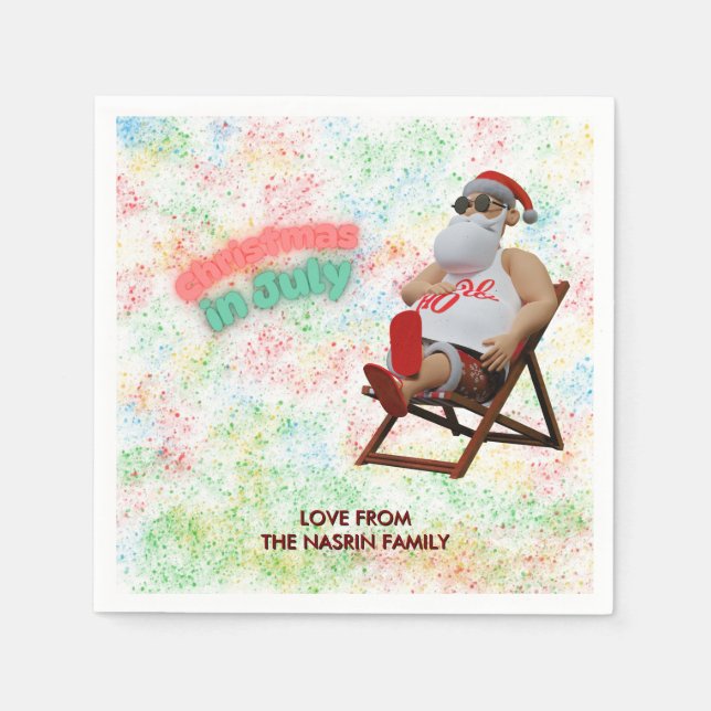 Servilleta De Papel Santa de Navidad en Julio  (Anverso)