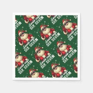 Servilleta De Papel Santa Dice SIX SEVEN – Divertido Meme de Navidad