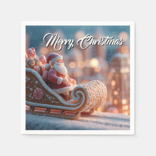 Servilleta De Papel Santa en Gingerbread Sleigh