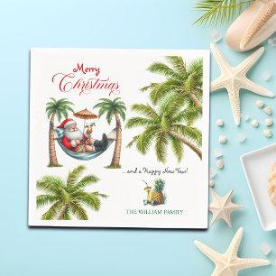 Servilleta De Papel Santa en una Navidad en isla tropical