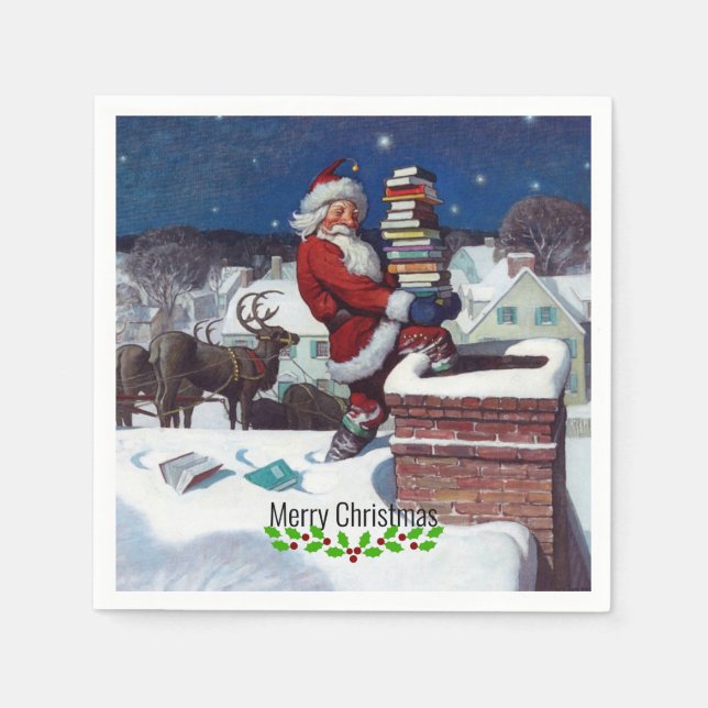 Servilleta De Papel Santa entregando carga de libros de Wyeth (Anverso)
