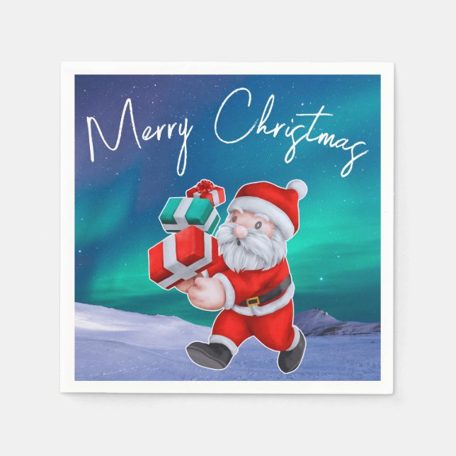 Servilleta De Papel Santa está de camino a los Navidades de las aurora (Anverso)