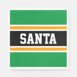 Servilleta De Papel SANTA franjas festivas de color negro verde brilla