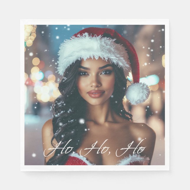 Servilleta De Papel Santa Girl - Ho Ho Ho - Christmas (Anverso)