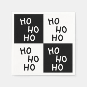 Servilleta De Papel Santa Ho Ho Negro Blanco Risa Navidad Moderna