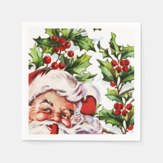 Servilleta De Papel Santa jolly holly mistletoe