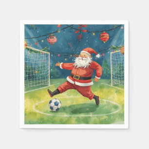 Servilleta De Papel Santa juega Fútbol Navidad
