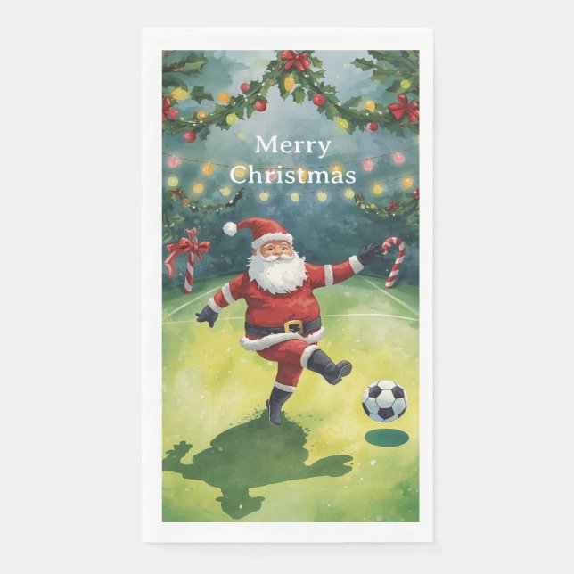 Servilleta De Papel Santa juega Fútbol Navidad (Anverso)