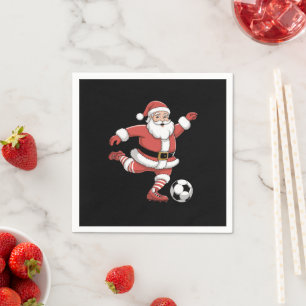 Servilleta De Papel Santa Juega Fútbol Navidad Deportes
