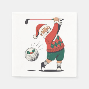 Servilleta De Papel Santa jugando golf jugador de golf de Navidad
