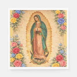 Servilleta De Papel Santa Maria, Virgen de Guadalupe Mother Mary Roses