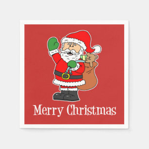 Servilleta De Papel Santa Merry Christmas Cute Personalizado (RED)
