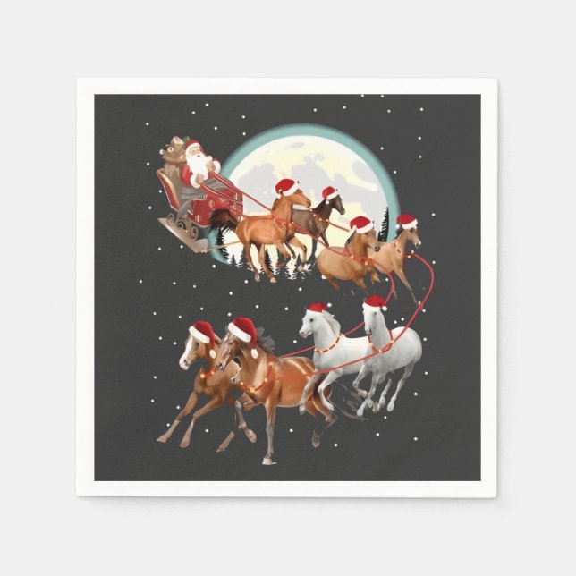 Servilleta De Papel Santa montando caballos, trineo ecuestre (Anverso)