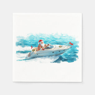 Servilleta De Papel Santa Navegando – Navidad Tropical junto al Mar