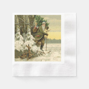 Servilleta De Papel Santa Navideño Vintage Árbol de Navidad Victoriano