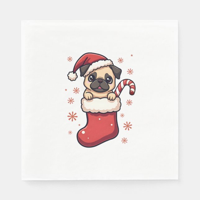 Servilleta De Papel Santa Pug Delight (Anverso)