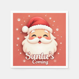 Servilleta De Papel Santa’s Coming Christmas Paper Napkin