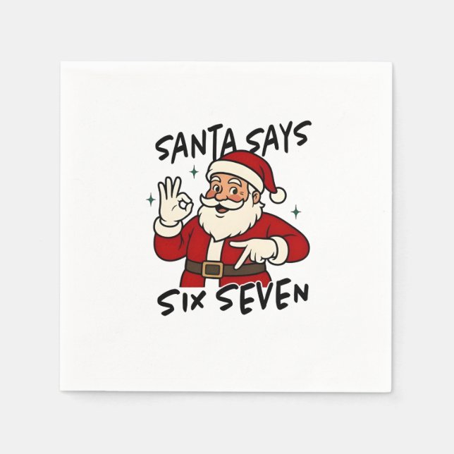 Servilleta De Papel Santa Says Six Seven 6 7 Funny Brainrot Christmas (Anverso)