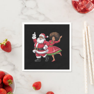 Servilleta De Papel Santa Señora Claus bailando Navidades estadouniden