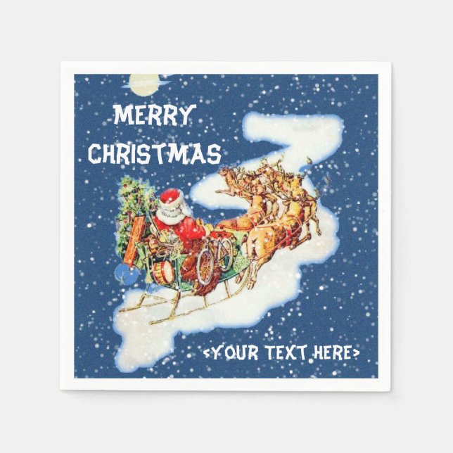Servilleta De Papel Santa Sleigh Merry Christmas Napkins (Anverso)