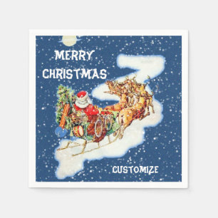 Servilleta De Papel Santa Sleigh Merry Christmas Napkins