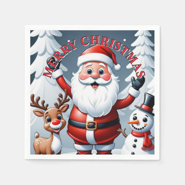 Servilleta De Papel Santa, Snowman y Ralph la fiesta de los renos (Anverso)