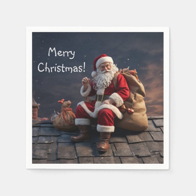 Servilleta De Papel Santa sobre la Noche de los Navidades (Anverso)