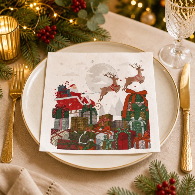 Servilleta De Papel Santa Trineo y Reno Navidad (Subido por el creador)