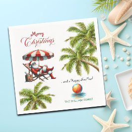 Servilleta De Papel Santa under a Beach Umbrella Christmas