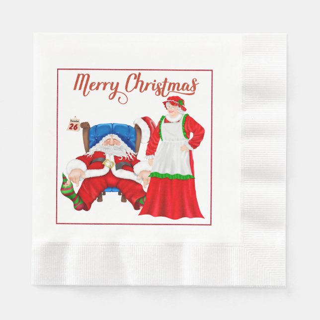 Servilleta De Papel Santa y la Sra. Claus Navidades Napkins (Anverso)