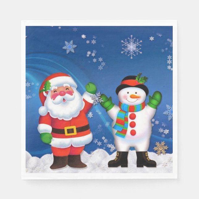 Servilleta De Papel Santa y Snowman (Anverso)