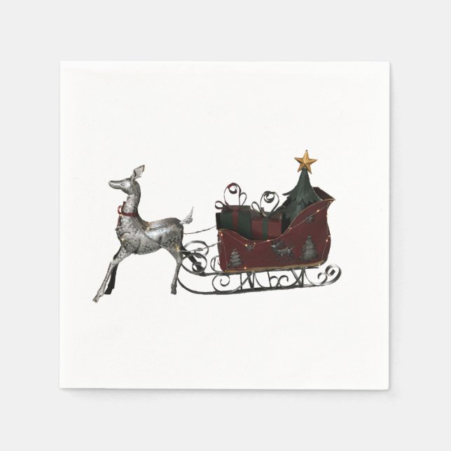 Servilleta De Papel Santas Sleigh (Anverso)