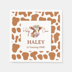 Servilleta De Papel Santo Vaca Soy un Marrón Imprimir Primer Cumpleaño