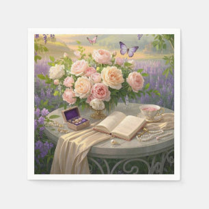 Servilleta De Papel Santuario floral soñador bañado por la luz de la h