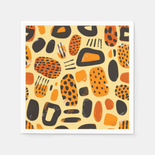 Servilleta De Papel "Savanna Pop: Vibes tribales en Naranja y negro"